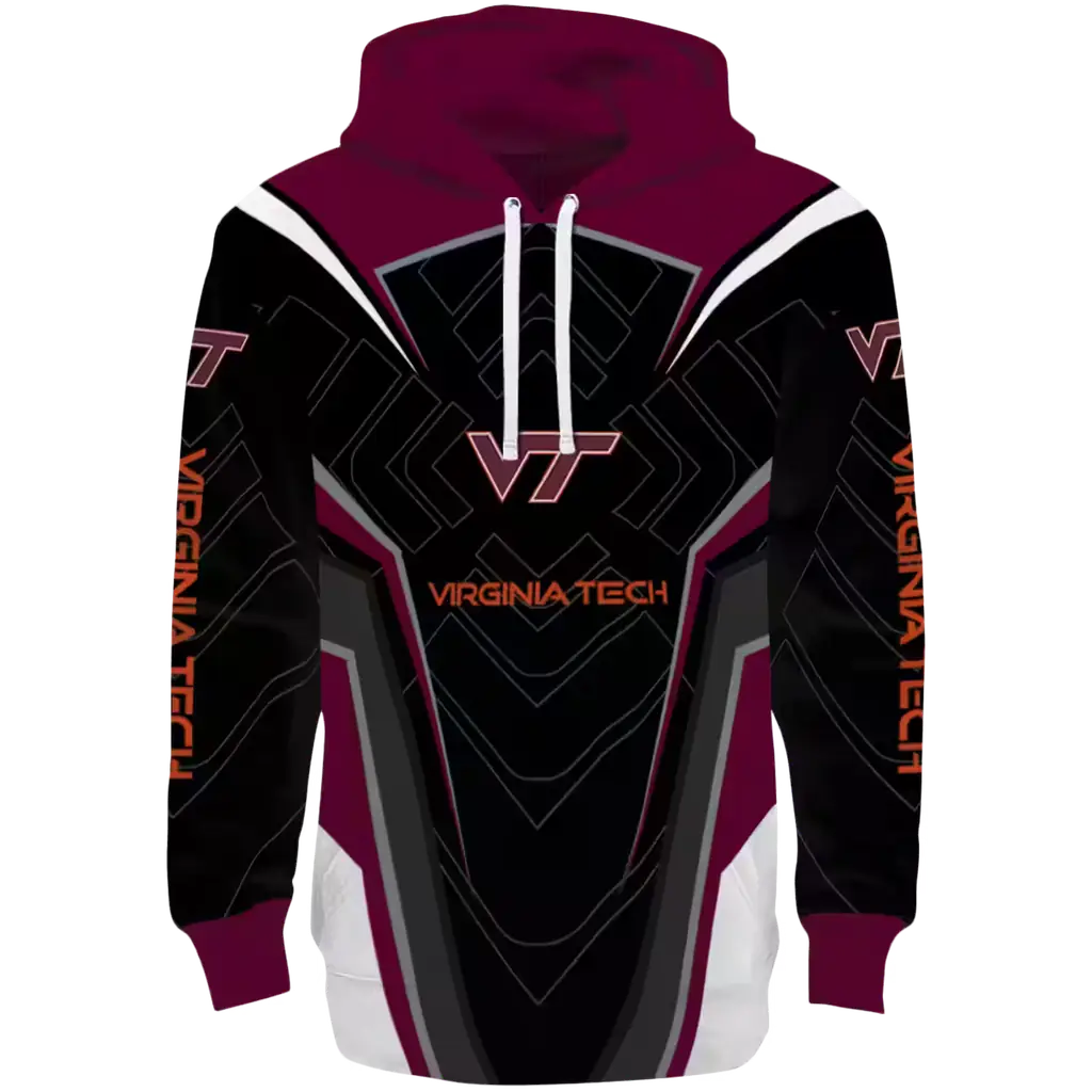 virginia tech hokies futuristic pattern maroon black hoodie best selling virginia tech hokies futuristic pattern maroon black hoodie best selling