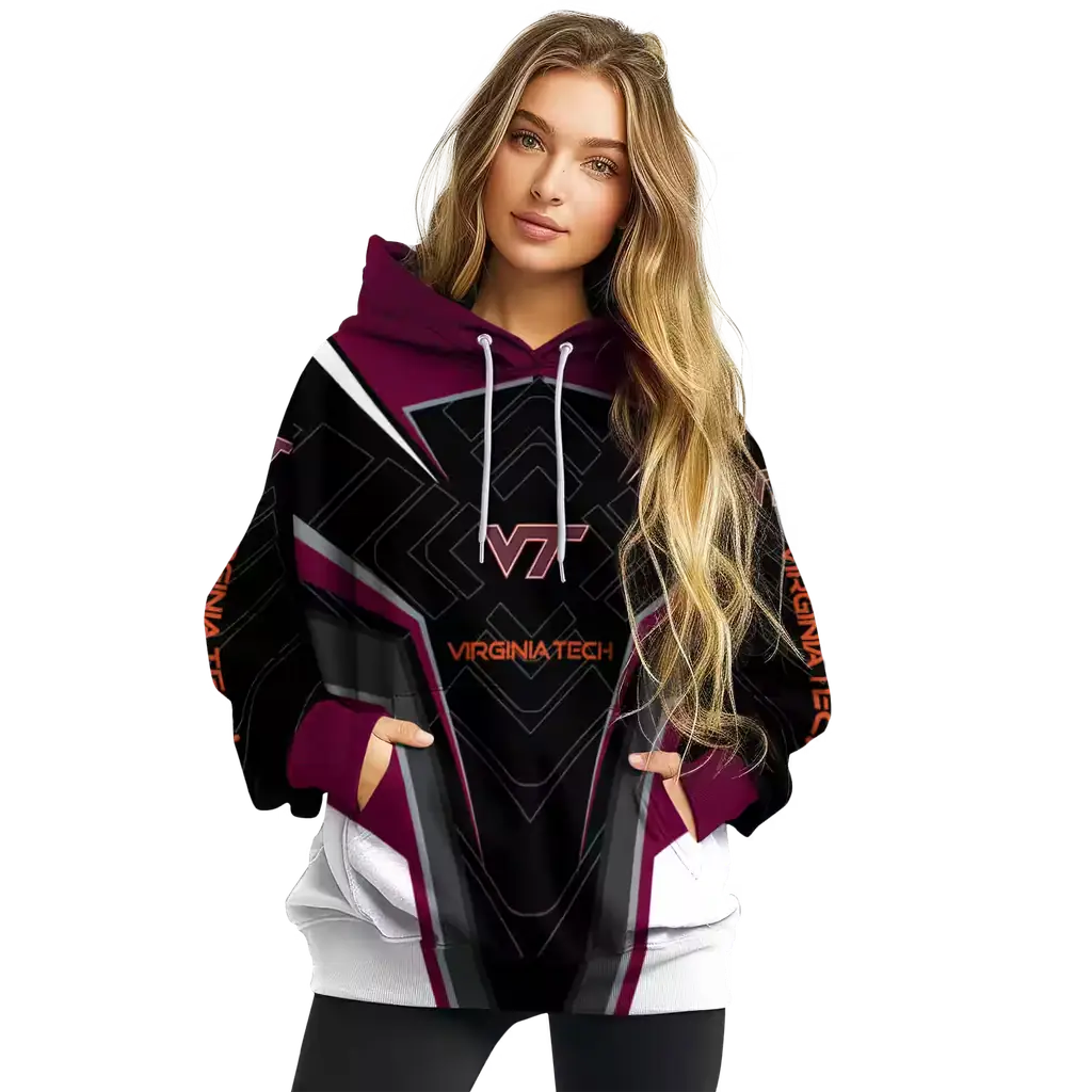 virginia tech hokies futuristic pattern maroon black hoodie high quality virginia tech hokies futuristic pattern maroon black hoodie high quality