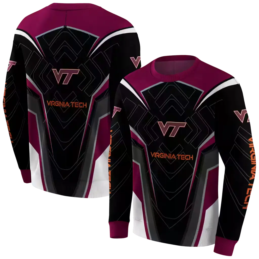 virginia tech hokies futuristic pattern maroon black hoodie premium grade virginia tech hokies futuristic pattern maroon black hoodie premium grade