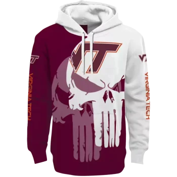 virginia tech hokies graphic punisher maroon white hoodie best selling