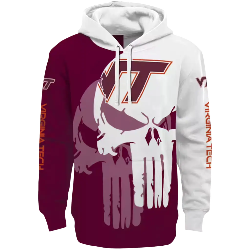 virginia tech hokies graphic punisher maroon white hoodie best selling virginia tech hokies graphic punisher maroon white hoodie best selling