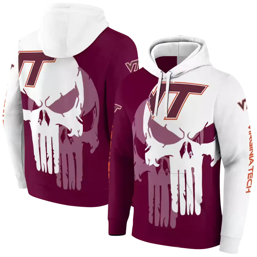 virginia tech hokies graphic punisher maroon white hoodie fashion forward virginia tech hokies graphic punisher maroon white hoodie fashion forward