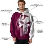 virginia tech hokies graphic punisher maroon white hoodie best selling