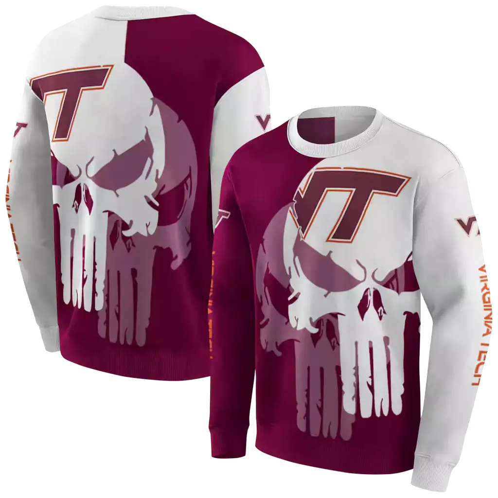 virginia tech hokies graphic punisher maroon white hoodie premium grade virginia tech hokies graphic punisher maroon white hoodie premium grade