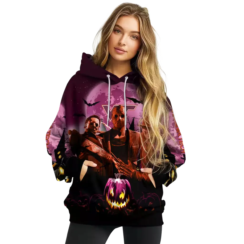 virginia tech hokies halloween vibes maroon black hoodie high quality virginia tech hokies halloween vibes maroon black hoodie high quality