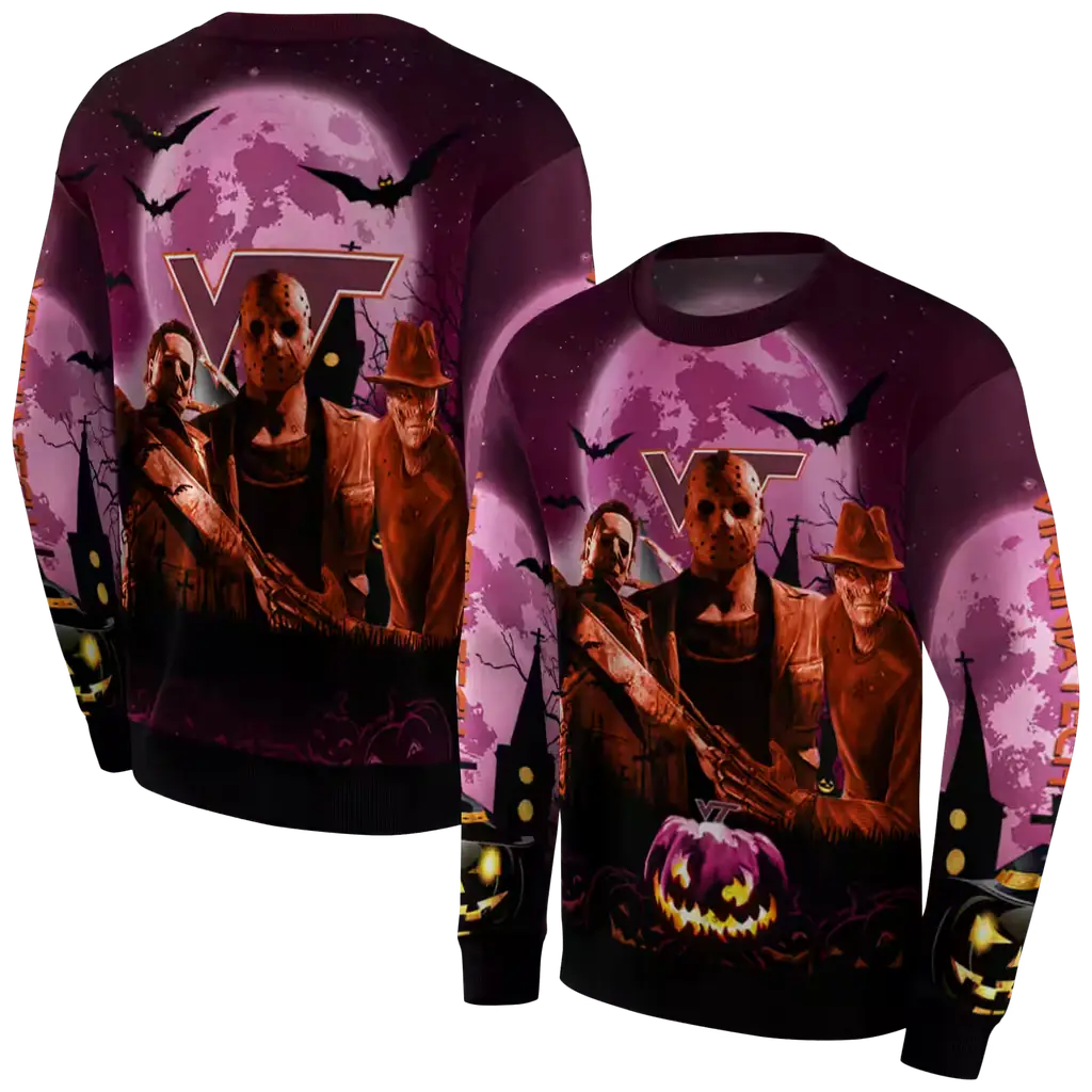 virginia tech hokies halloween vibes maroon black hoodie premium grade virginia tech hokies halloween vibes maroon black hoodie premium grade