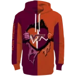 virginia tech hokies heartbeat graphic maroon hoodie best selling