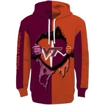 virginia tech hokies heartbeat graphic maroon hoodie best selling