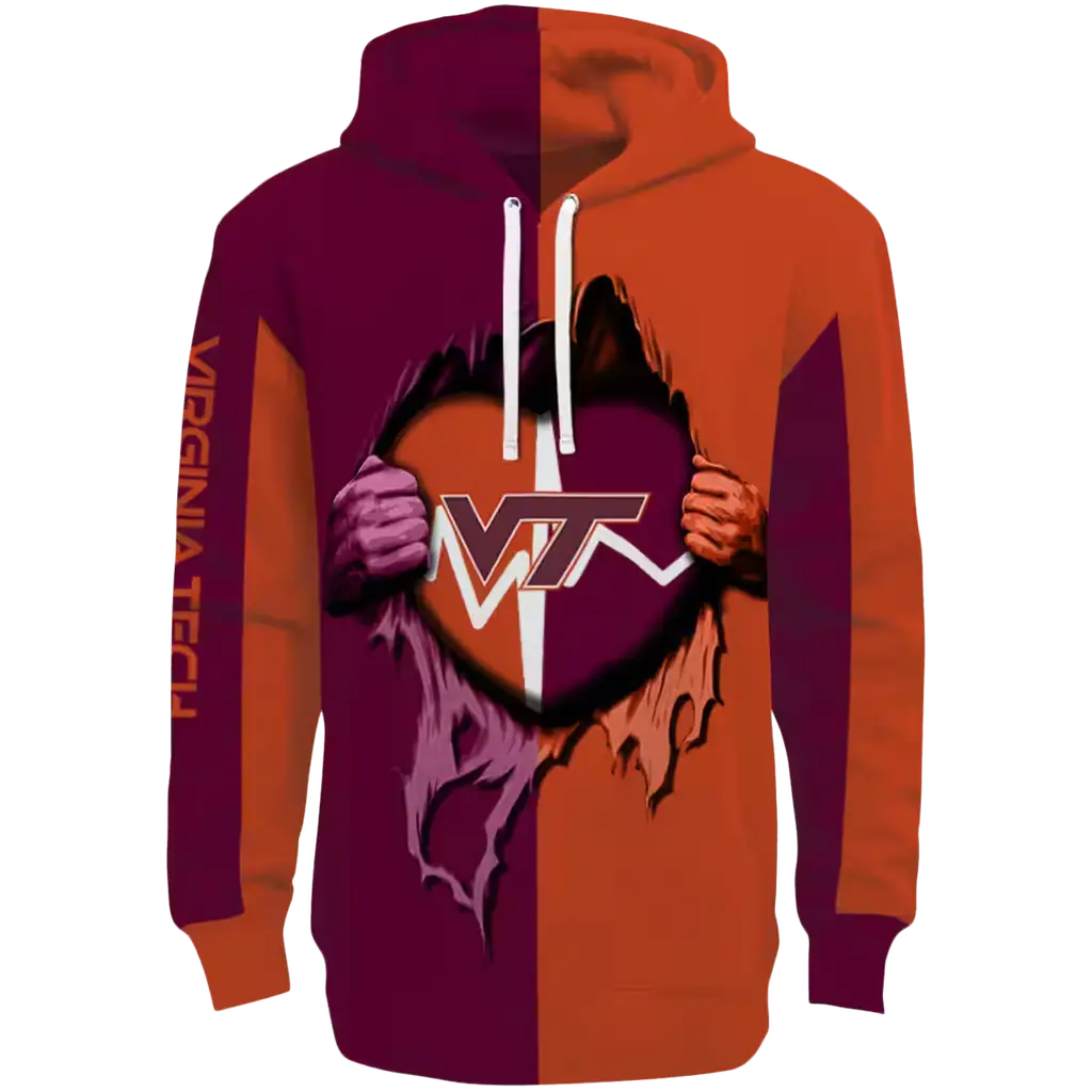 virginia tech hokies heartbeat graphic maroon hoodie best selling virginia tech hokies heartbeat graphic maroon hoodie best selling