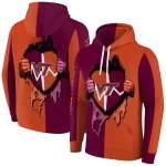 virginia tech hokies heartbeat graphic maroon hoodie best selling