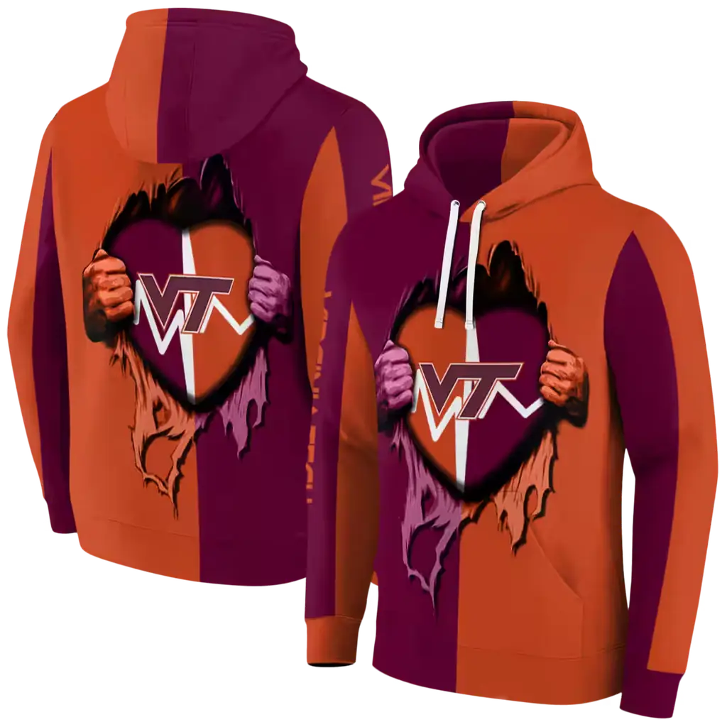 virginia tech hokies heartbeat graphic maroon hoodie fashion forward virginia tech hokies heartbeat graphic maroon hoodie fashion forward