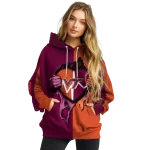 virginia tech hokies heartbeat graphic maroon hoodie best selling