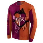 virginia tech hokies heartbeat graphic maroon hoodie best selling