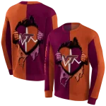 virginia tech hokies heartbeat graphic maroon hoodie best selling