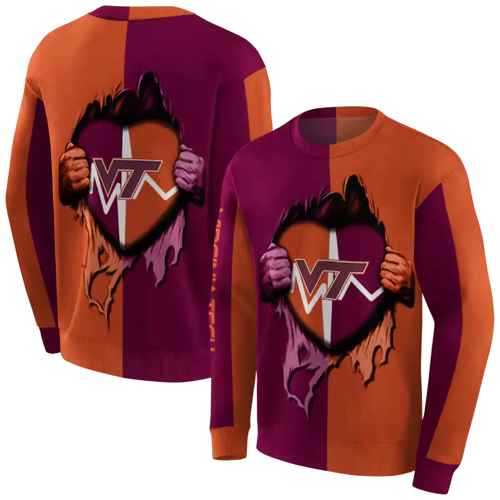virginia tech hokies heartbeat graphic maroon hoodie premium grade virginia tech hokies heartbeat graphic maroon hoodie premium grade
