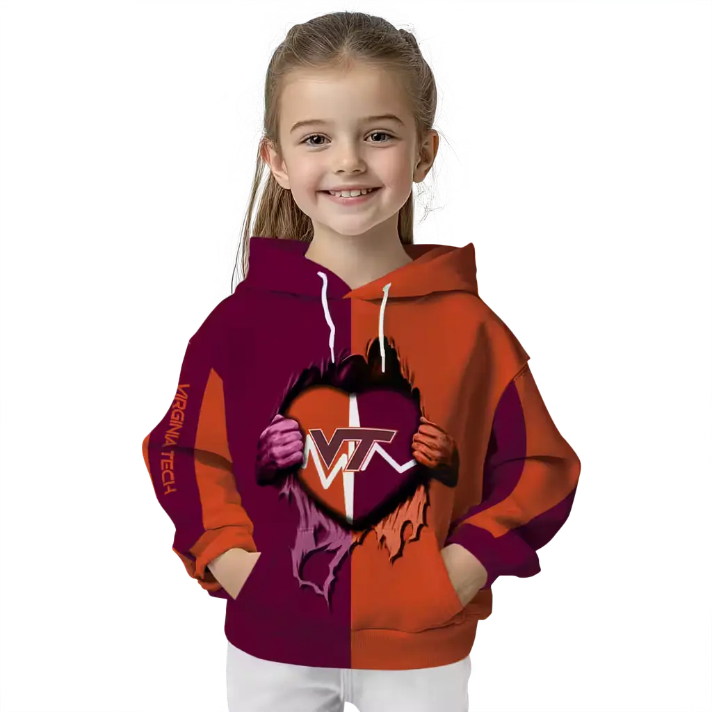 virginia tech hokies heartbeat graphic maroon hoodie top rated virginia tech hokies heartbeat graphic maroon hoodie top rated