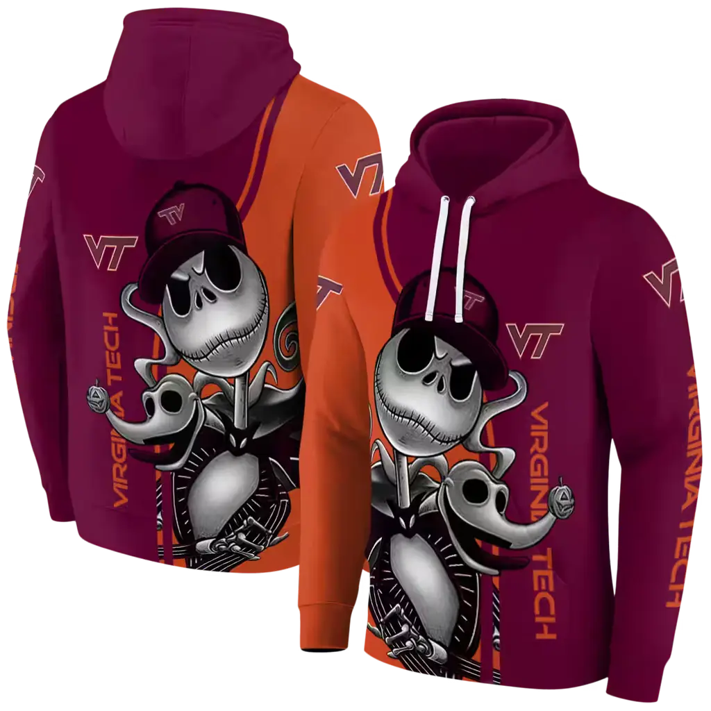virginia tech hokies jack skellington maroon hoodie fashion forward virginia tech hokies jack skellington maroon hoodie fashion forward