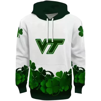 virginia tech hokies lucky motif white green hoodie best selling