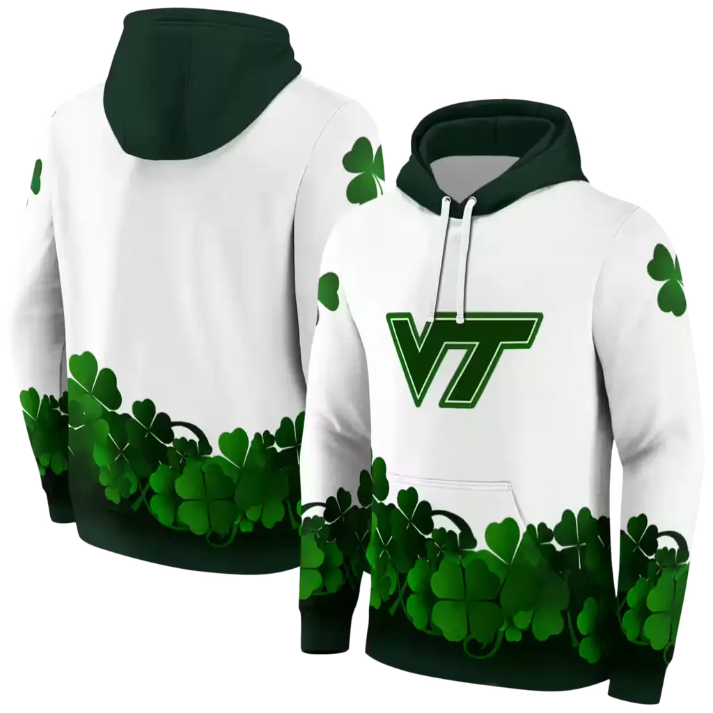 virginia tech hokies lucky motif white green hoodie fashion forward virginia tech hokies lucky motif white green hoodie fashion forward