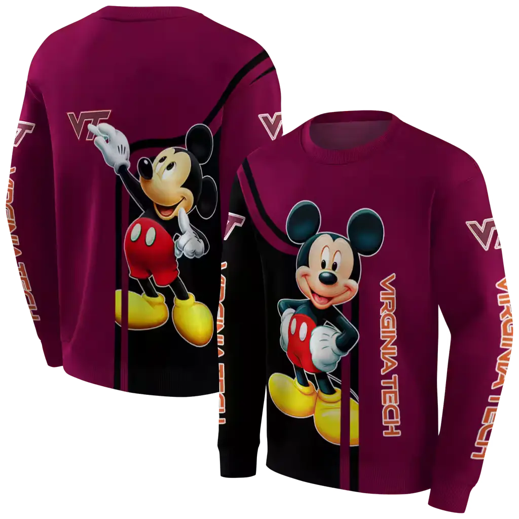 virginia tech hokies mickey mouse maroon black hoodie premium grade virginia tech hokies mickey mouse maroon black hoodie premium grade