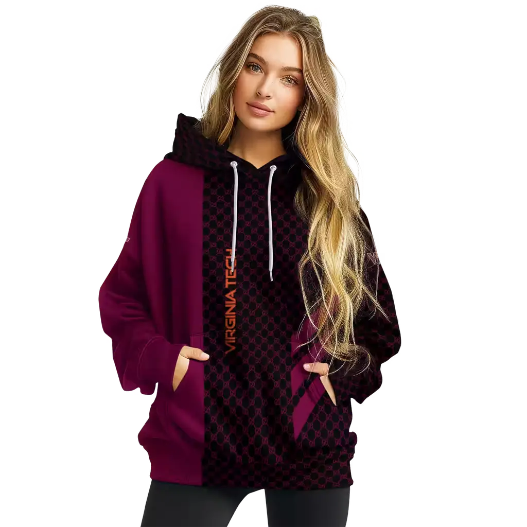 virginia tech hokies monogram pattern maroon hoodie high quality virginia tech hokies monogram pattern maroon hoodie high quality