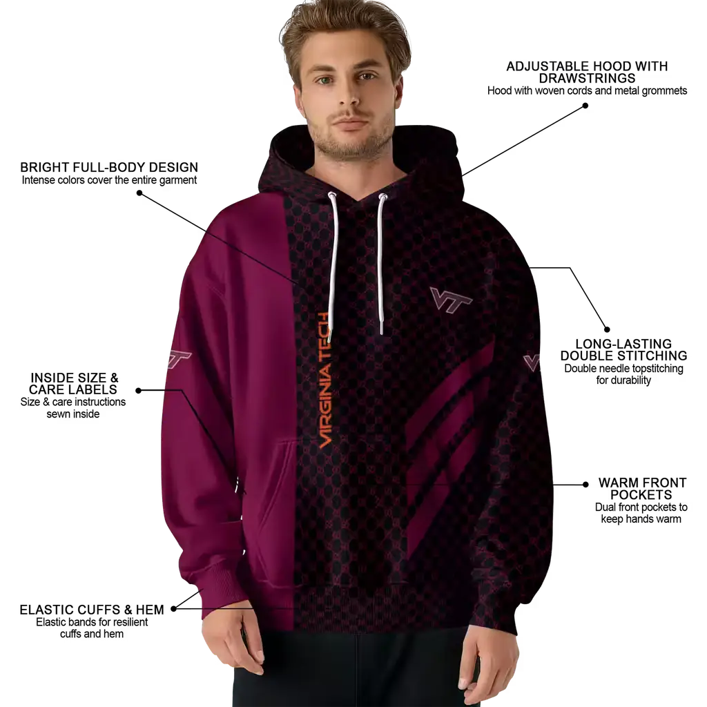 virginia tech hokies monogram pattern maroon hoodie latest model virginia tech hokies monogram pattern maroon hoodie latest model