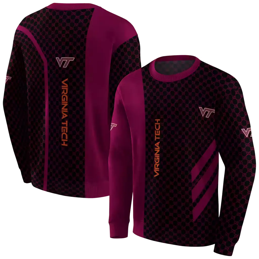 virginia tech hokies monogram pattern maroon hoodie premium grade virginia tech hokies monogram pattern maroon hoodie premium grade