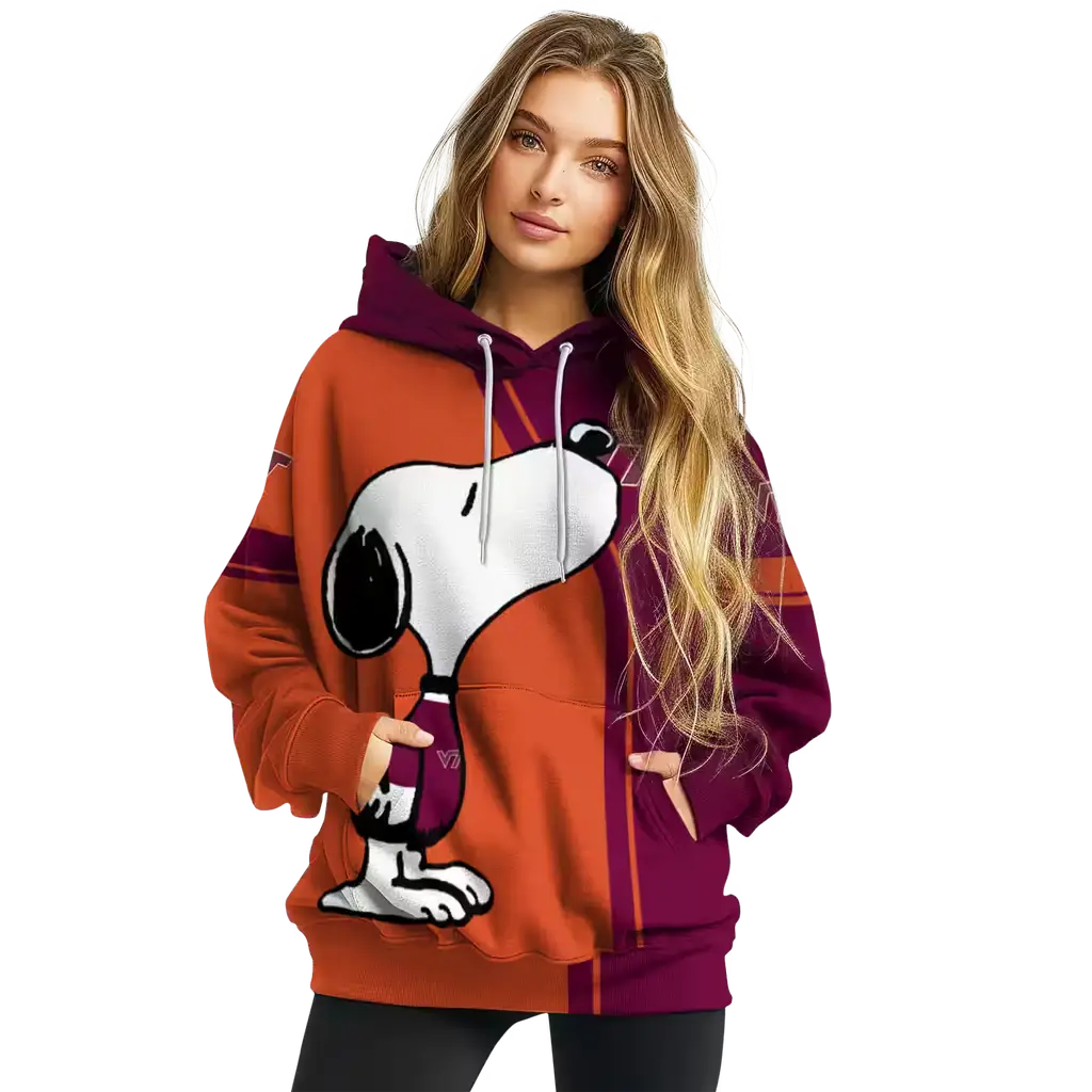 virginia tech hokies playful snoopy maroon hoodie high quality virginia tech hokies playful snoopy maroon hoodie high quality