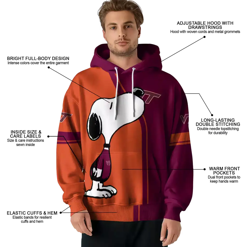 virginia tech hokies playful snoopy maroon hoodie latest model virginia tech hokies playful snoopy maroon hoodie latest model