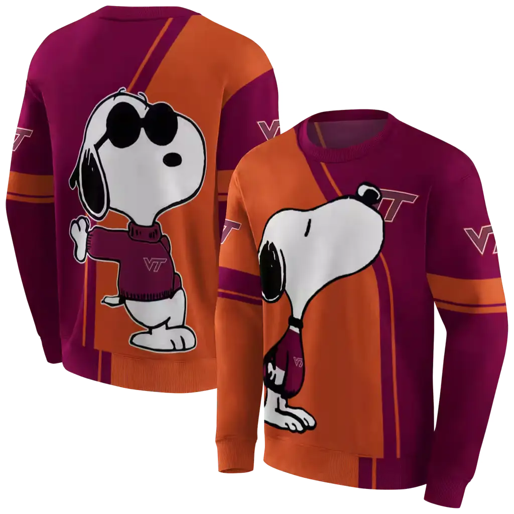 virginia tech hokies playful snoopy maroon hoodie premium grade virginia tech hokies playful snoopy maroon hoodie premium grade