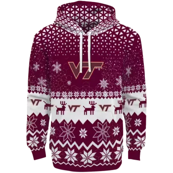 virginia tech hokies reindeer motif maroon hoodie best selling