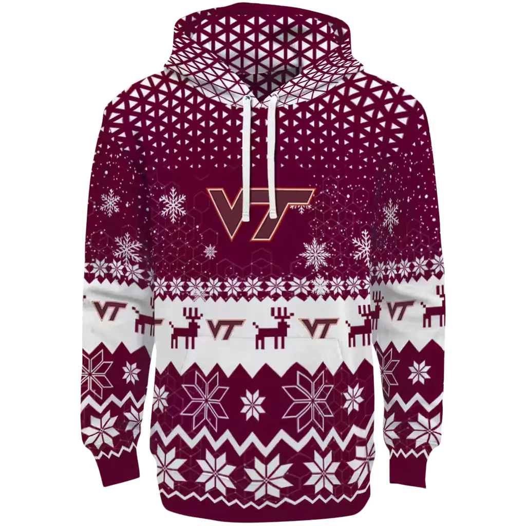 virginia tech hokies reindeer motif maroon hoodie best selling virginia tech hokies reindeer motif maroon hoodie best selling