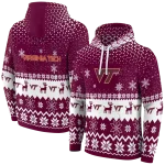 virginia tech hokies reindeer motif maroon hoodie best selling