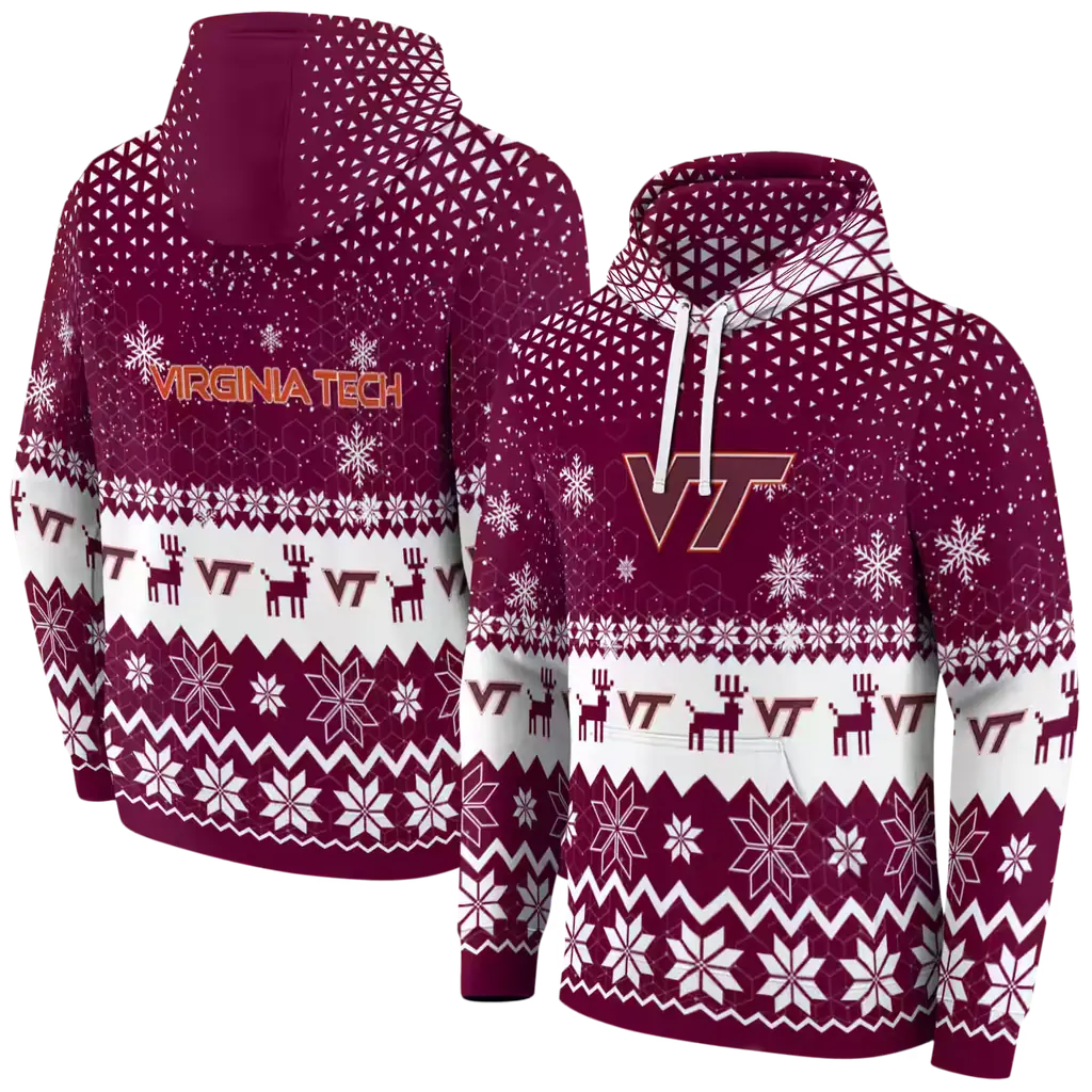 virginia tech hokies reindeer motif maroon hoodie fashion forward virginia tech hokies reindeer motif maroon hoodie fashion forward