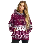 virginia tech hokies reindeer motif maroon hoodie best selling