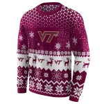 virginia tech hokies reindeer motif maroon hoodie best selling