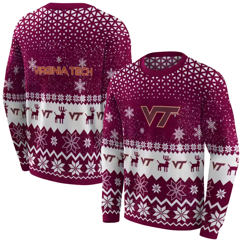 virginia tech hokies reindeer motif maroon hoodie premium grade virginia tech hokies reindeer motif maroon hoodie premium grade