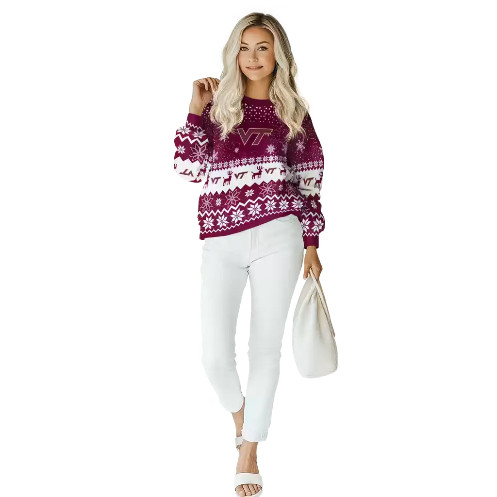 virginia tech hokies reindeer motif maroon hoodie trendy virginia tech hokies reindeer motif maroon hoodie trendy