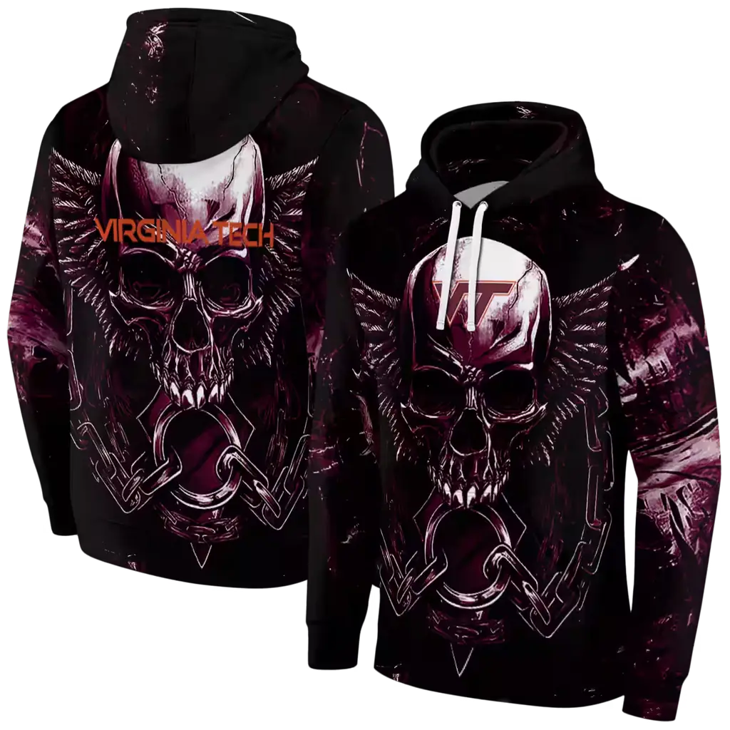 virginia tech hokies skull artwork maroon black hoodie fashion forward virginia tech hokies skull artwork maroon black hoodie fashion forward