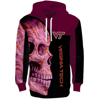 virginia tech hokies skull motif maroon black hoodie best selling