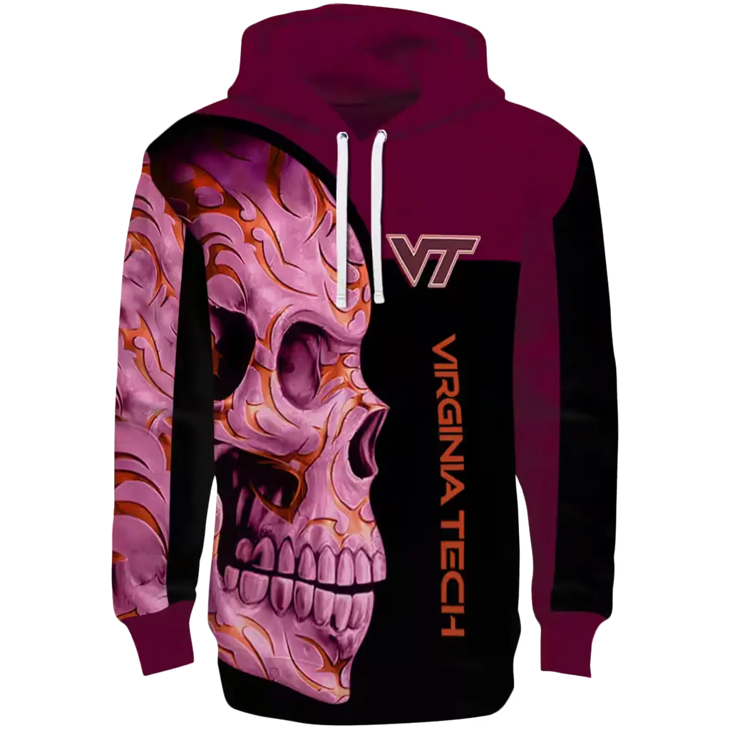 virginia tech hokies skull motif maroon black hoodie best selling virginia tech hokies skull motif maroon black hoodie best selling