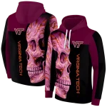 virginia tech hokies skull motif maroon black hoodie best selling