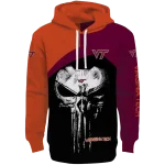 virginia tech hokies skull punisher orange black hoodie best selling
