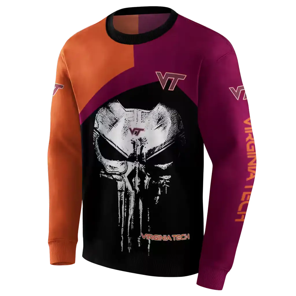 virginia tech hokies skull punisher orange black hoodie new arrival virginia tech hokies skull punisher orange black hoodie new arrival