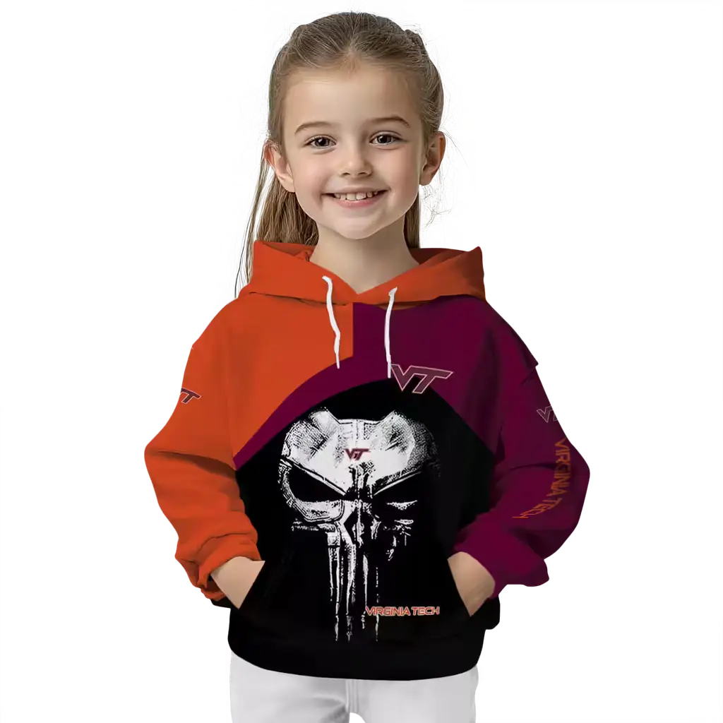 virginia tech hokies skull punisher orange black hoodie top rated virginia tech hokies skull punisher orange black hoodie top rated