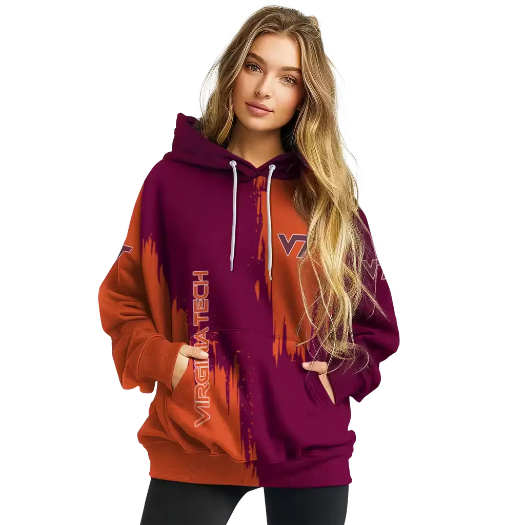 virginia tech hokies splatter effect maroon hoodie high quality virginia tech hokies splatter effect maroon hoodie high quality