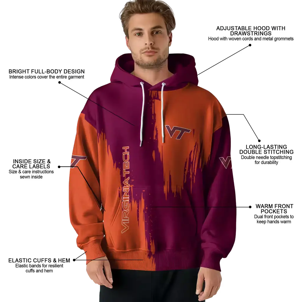 virginia tech hokies splatter effect maroon hoodie latest model virginia tech hokies splatter effect maroon hoodie latest model
