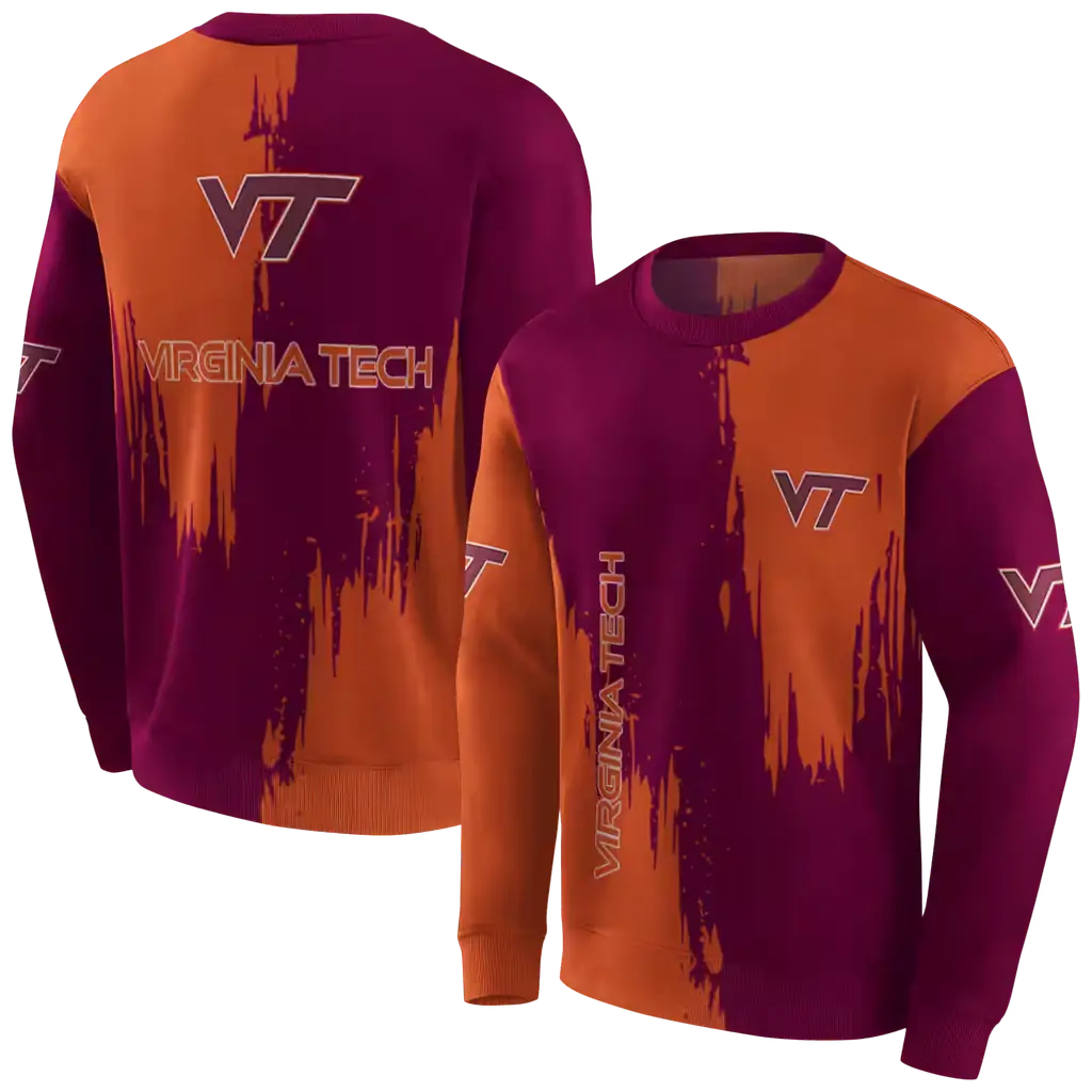 virginia tech hokies splatter effect maroon hoodie premium grade virginia tech hokies splatter effect maroon hoodie premium grade