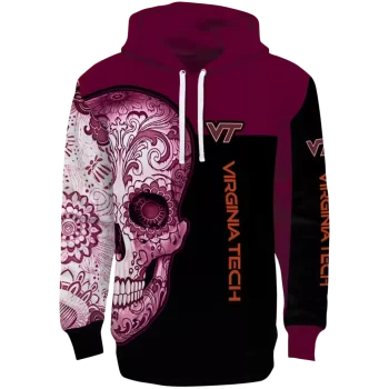 virginia tech hokies sugar skull maroon black hoodie best selling