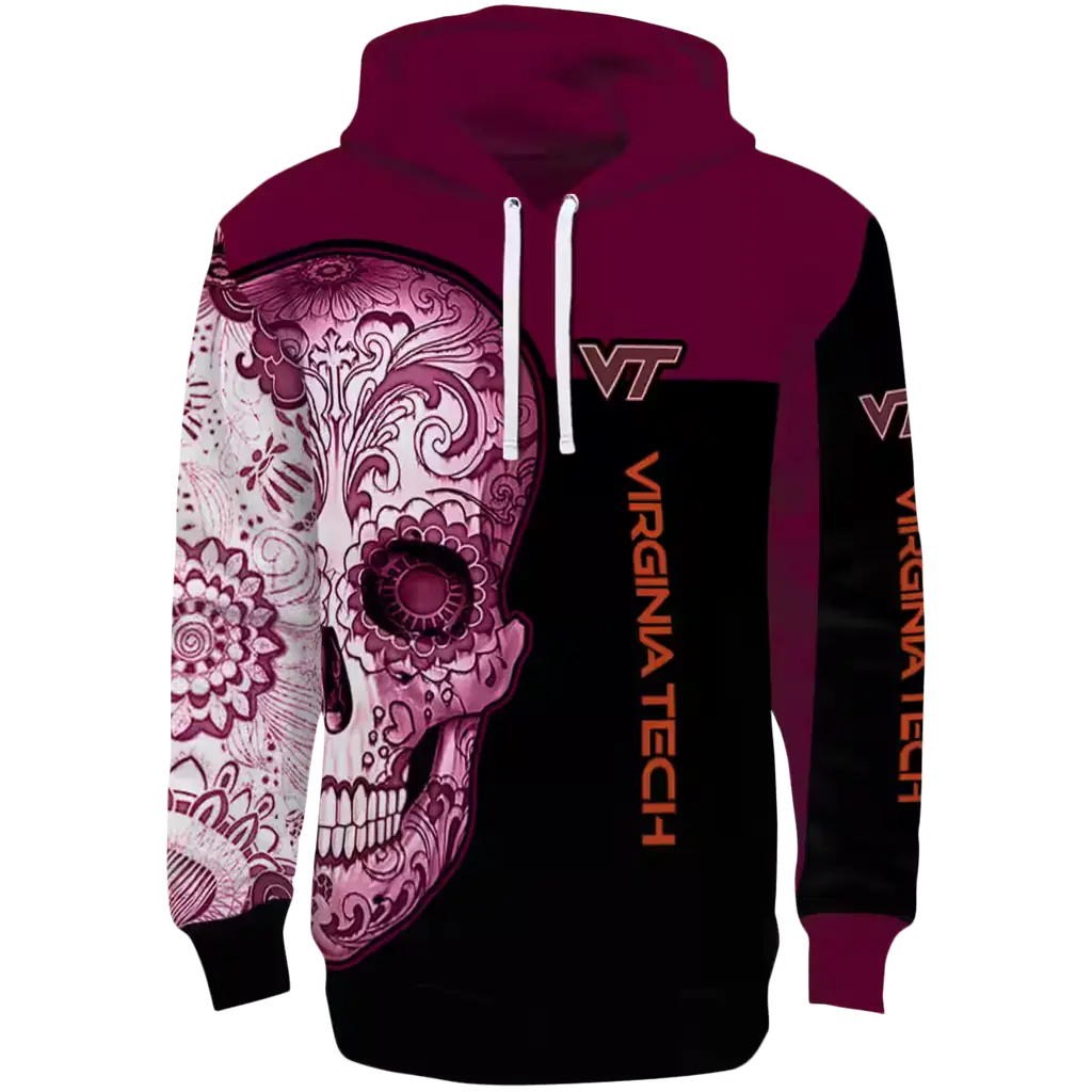 virginia tech hokies sugar skull maroon black hoodie best selling virginia tech hokies sugar skull maroon black hoodie best selling